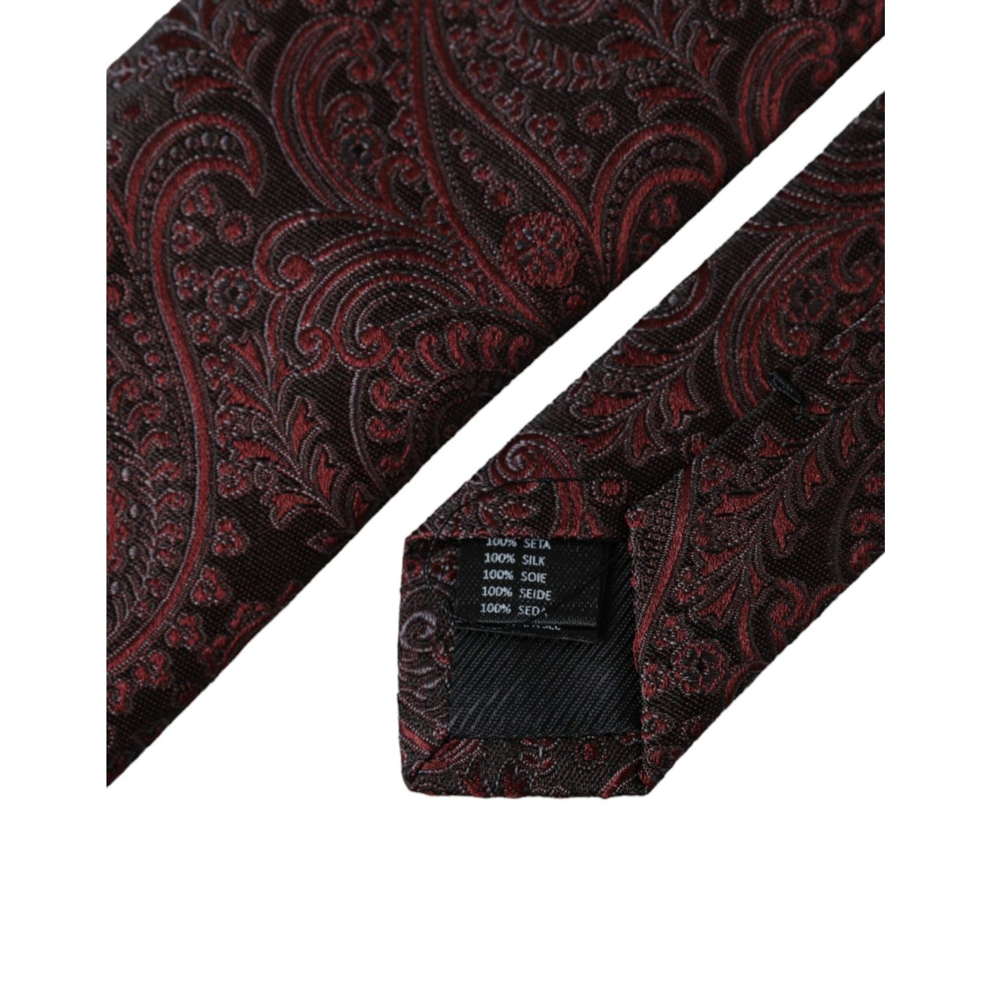Dolce & Gabbana Bordeaux Patterned Silk Adjustable Men Tie