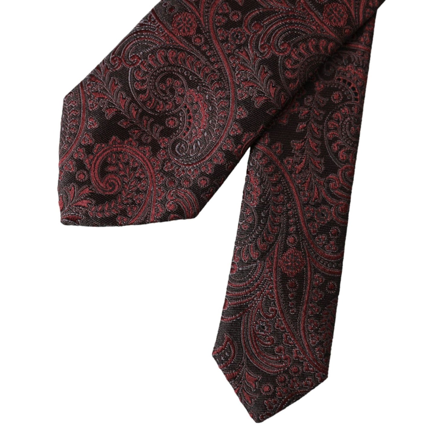 Dolce & Gabbana Bordeaux Patterned Silk Adjustable Men Tie