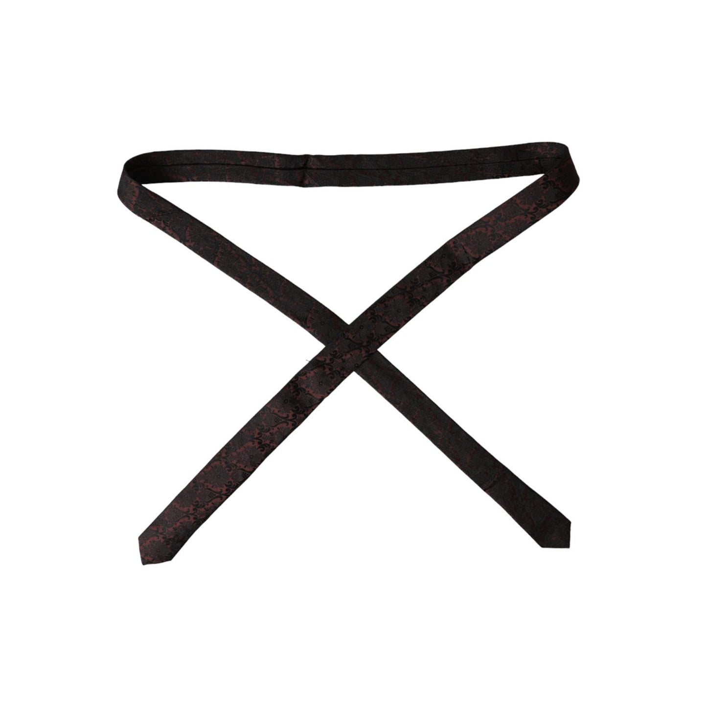 Dolce & Gabbana Maroon Floral Fantasy Silk Adjustable Men Tie