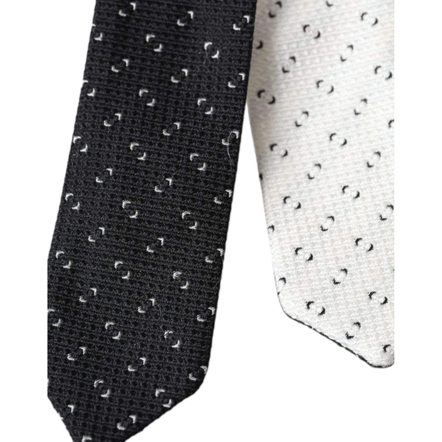 Dolce & Gabbana Black White Patterned Adjustable Tie