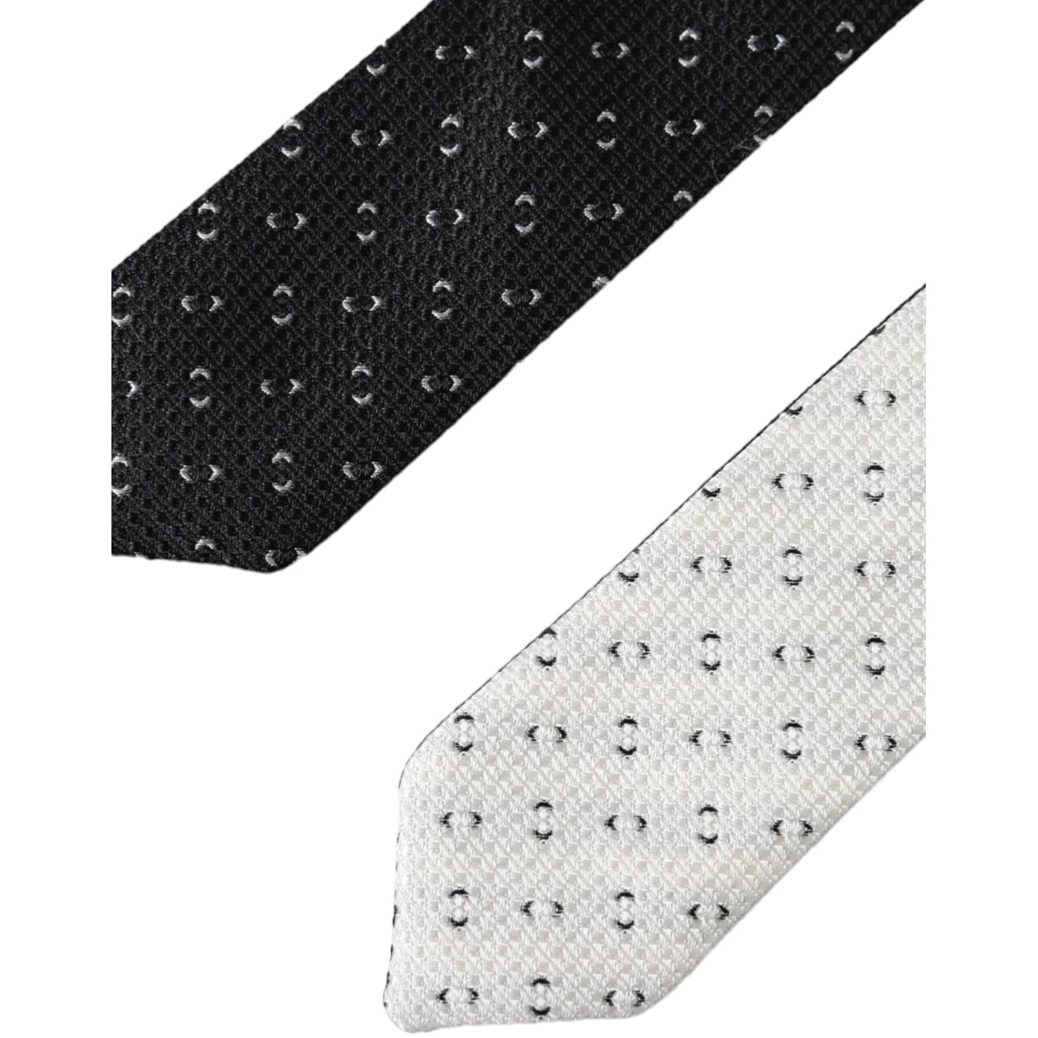 Dolce & Gabbana Black White Patterned Adjustable Tie