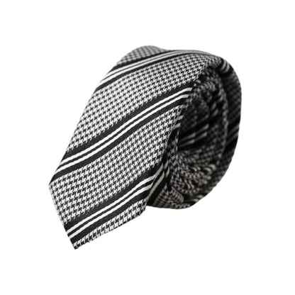 Dolce & Gabbana Black White Stripes Silk Adjustable Tie