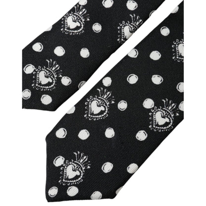 Dolce & Gabbana Black Heart Polka Dot Adjustable Tie