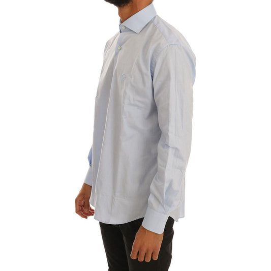 Cavalli Light Blue Cotton Dress Shirt Cavalli Gray