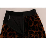 Dolce & Gabbana Brown Leopard Print Silk A-Line Skirt