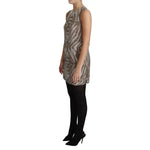 Dolce & Gabbana Brown Crystal Shift Mini Zebra Silver Dress