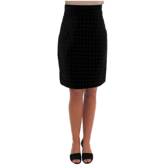 Dolce & Gabbana Baroque Embroidered Velvet Pencil Skirt Dolce & Gabbana Black