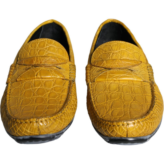 Dolce & Gabbana Yellow Leather Slip Mocassin Loafers Shoes Dolce & Gabbana Dark Goldenrod