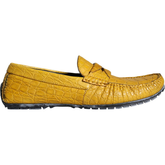 Dolce & Gabbana Yellow Leather Slip Mocassin Loafers Shoes Dolce & Gabbana Goldenrod