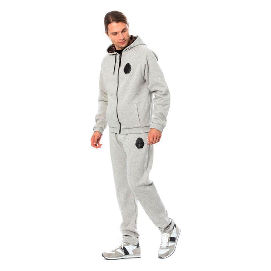 Billionaire Italian Couture Elegant Gray Hooded Cotton Sweatsuit Billionaire Italian Couture Light Gray