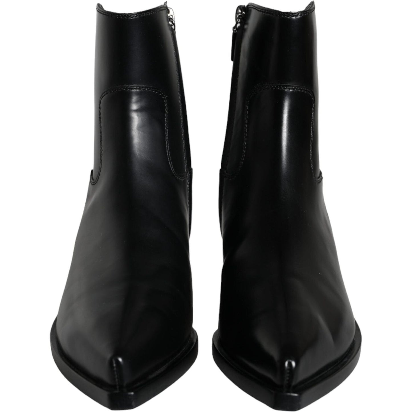 Dolce & Gabbana Black Leather Ankle Boots Booties Shoes LA11253-37