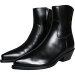 Dolce & Gabbana Black Leather Ankle Boots Booties Shoes LA11253-37