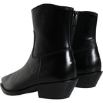 Dolce & Gabbana Black Leather Ankle Boots Booties Shoes LA11253-37