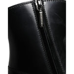 Dolce & Gabbana Black Leather Ankle Boots Booties Shoes LA11253-37