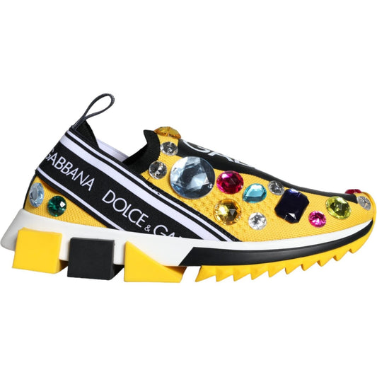 Dolce & Gabbana Yellow Sorrento Crystals Sneakers Womens Shoes Dolce & Gabbana Sandy Brown
