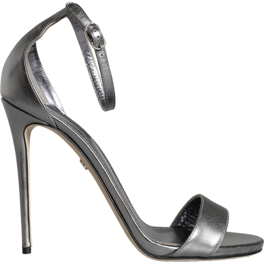 Dolce & Gabbana Silver KEIRA Heels Ankle Strap Sandals Shoes Dolce & Gabbana Dim Gray