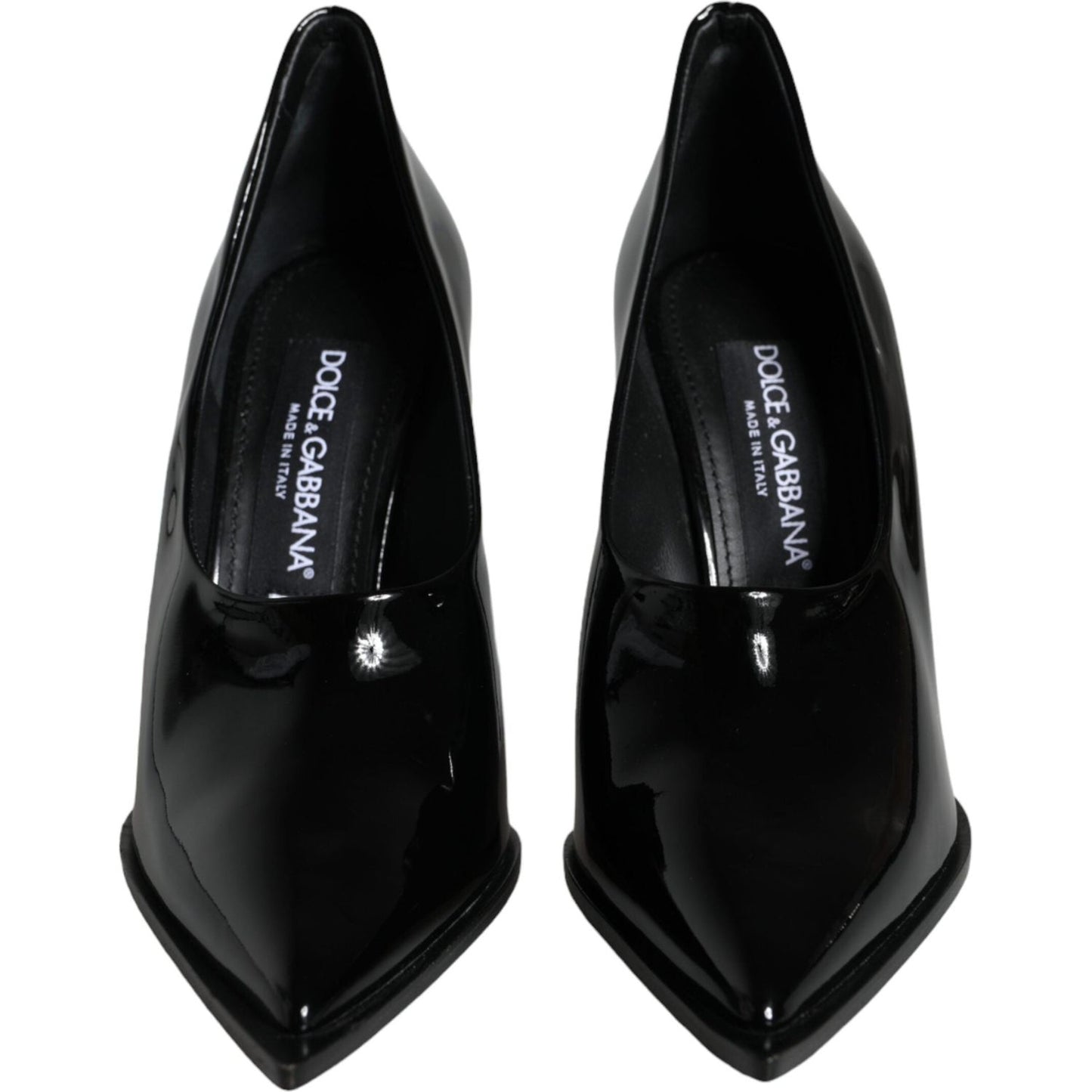 Dolce & Gabbana Black Patent Leather High Heels Pumps Shoes LA11363-37.5