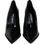 Dolce & Gabbana Black Patent Leather High Heels Pumps Shoes LA11363-37.5