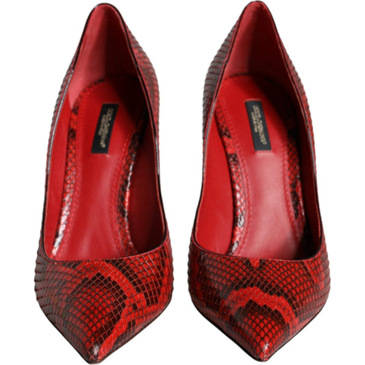 Dolce & Gabbana Red Leather Stiletto High Heels Pumps Shoes Dolce & Gabbana Brown