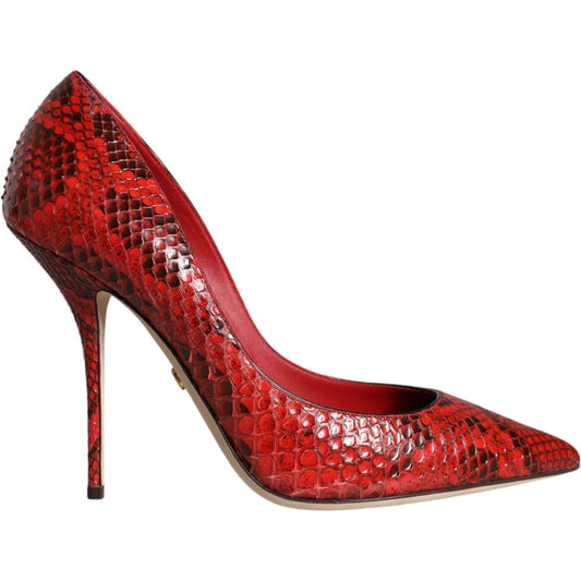 Dolce & Gabbana Red Leather Stiletto High Heels Pumps Shoes Dolce & Gabbana Brown