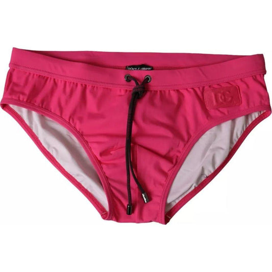Dolce & Gabbana Pink Nylon DG Logo Beachwear Brief Swimwear Men Dolce & Gabbana Maroon