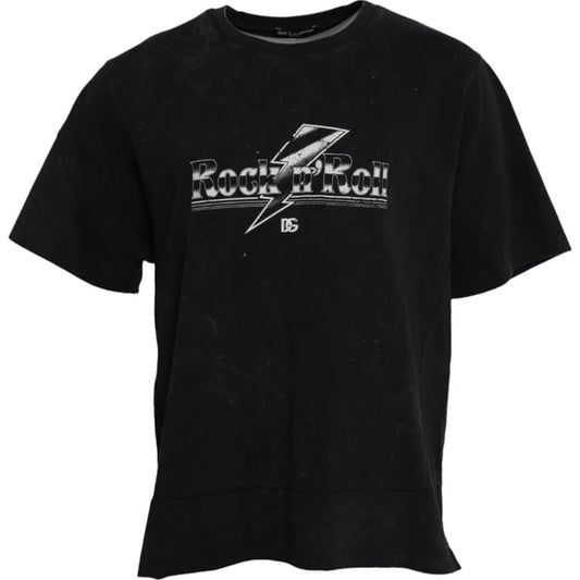 Dolce & Gabbana Black Graphic Print Cotton Crew Neck T-shirt 1728,67345645728,Black,Clothing,Dolce & Gabbana,IT50 | L,Material: 100% Cotton,Men,Men - Clothing,New with tags,T-Shirts - Clothing,T-Shirts - Men - Clothing,T-Shirts - T-Shirts - Clothing