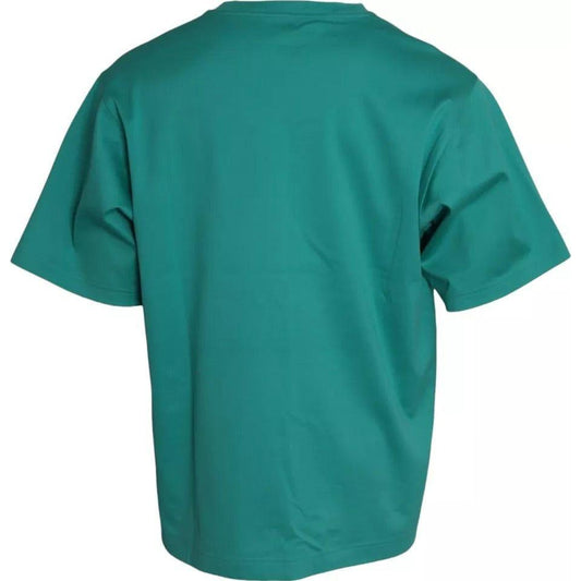 Dolce & Gabbana Green Logo Patch Round Neck Cotton  T-shirt Dolce & Gabbana Sea Green