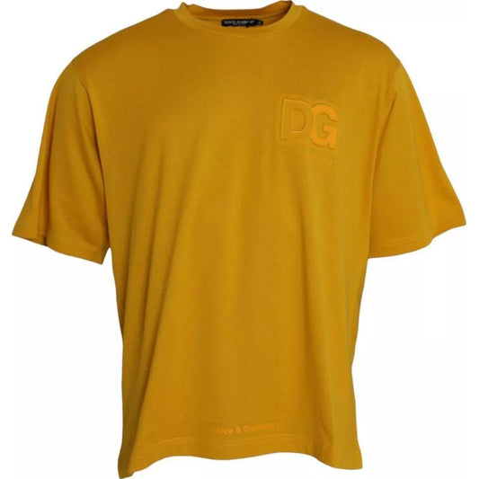 Dolce & Gabbana Dark Yellow Logo Cotton Round Neck T-shirt Dolce & Gabbana Dark Goldenrod