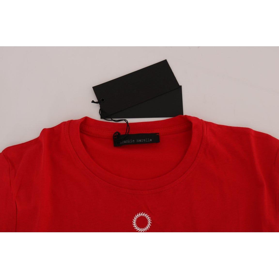 Frankie Morello Red Cotton RIDERS Crewneck T-Shirt