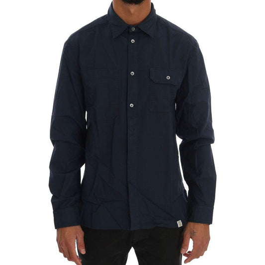 John Galliano Elegant Blue Cotton Casual Shirt John Galliano Black