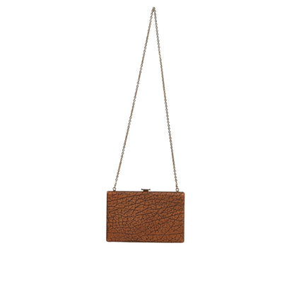 Dolce & Gabbana Brown Leather Gold Frame Clutch Mini Crossbody Bag