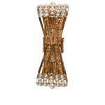Dolce & Gabbana Gold Tone Brass Bow Crystal FauxPearl Embellished Brooch Brooch