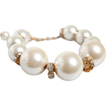 Dolce & Gabbana White Maxi Faux Pearl Beads Crystals Gold Chain Necklace