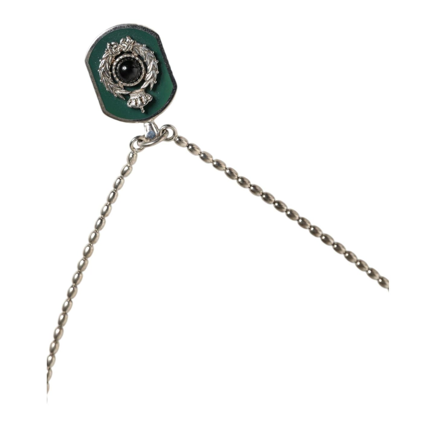 Dolce & Gabbana Sterling Silver 925 Chain Bar Gem Pendant Logo Necklace Necklace