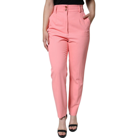 Dolce & Gabbana Rose Pink Polyester High Waist Tapered Pants Dolce & Gabbana Dark Salmon