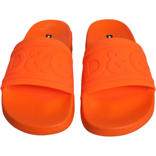 Dolce & Gabbana Orange Rubber Slides Sandals Beachwear Shoes Dolce & Gabbana Orange Red