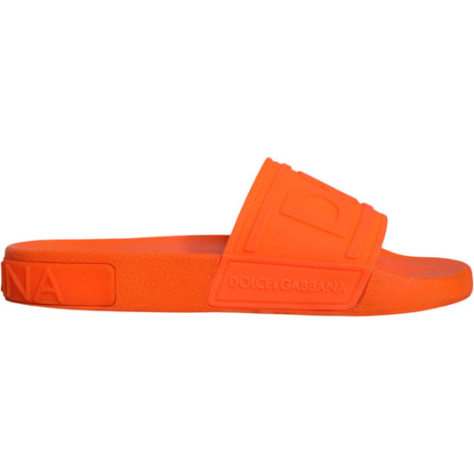 Dolce & Gabbana Orange Rubber Slides Sandals Beachwear Shoes Dolce & Gabbana Chocolate