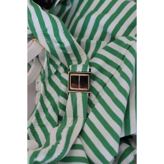 Dolce & Gabbana White Green Stripes One Piece Beachwear Swimwear Dolce & Gabbana Dark Slate Gray