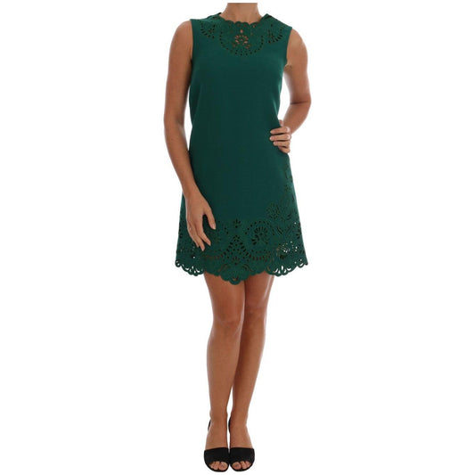 Dolce & Gabbana Elegant Green A-Line Sheath Dress Dolce & Gabbana Rosy Brown