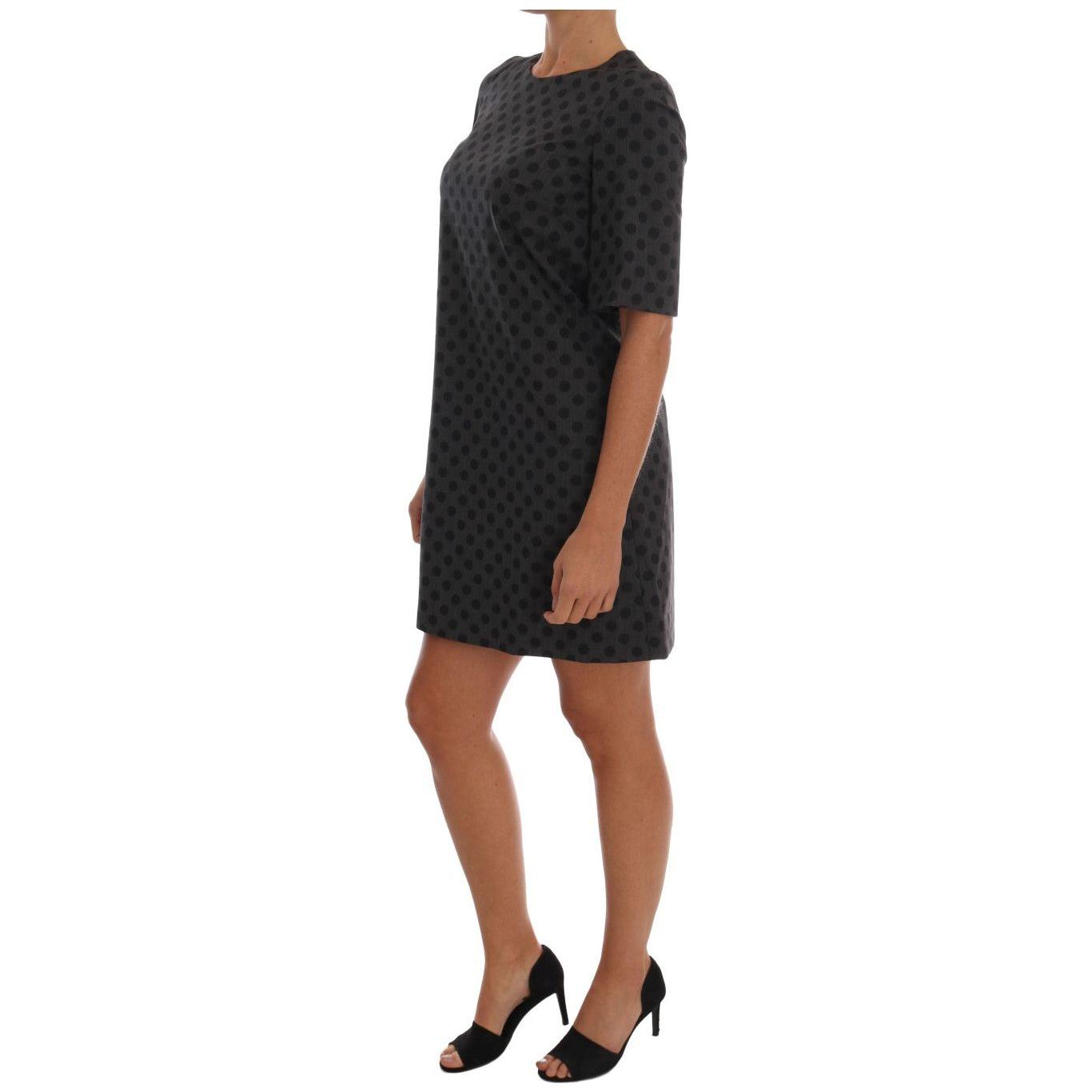 Dolce & Gabbana Gray Polka Dotted Wool Stretch Dress
