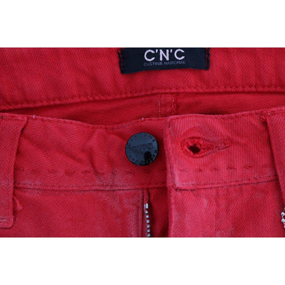 Costume National Red Cotton Stretch Slim Jeans
