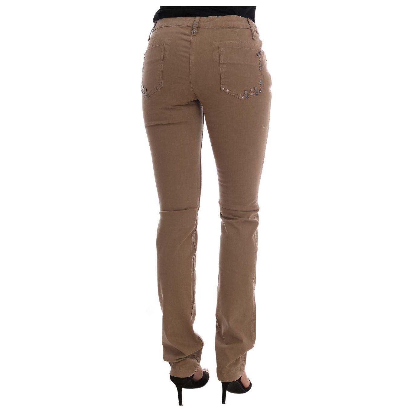 Costume National Beige Cotton Stretch Slim Fit Jeans