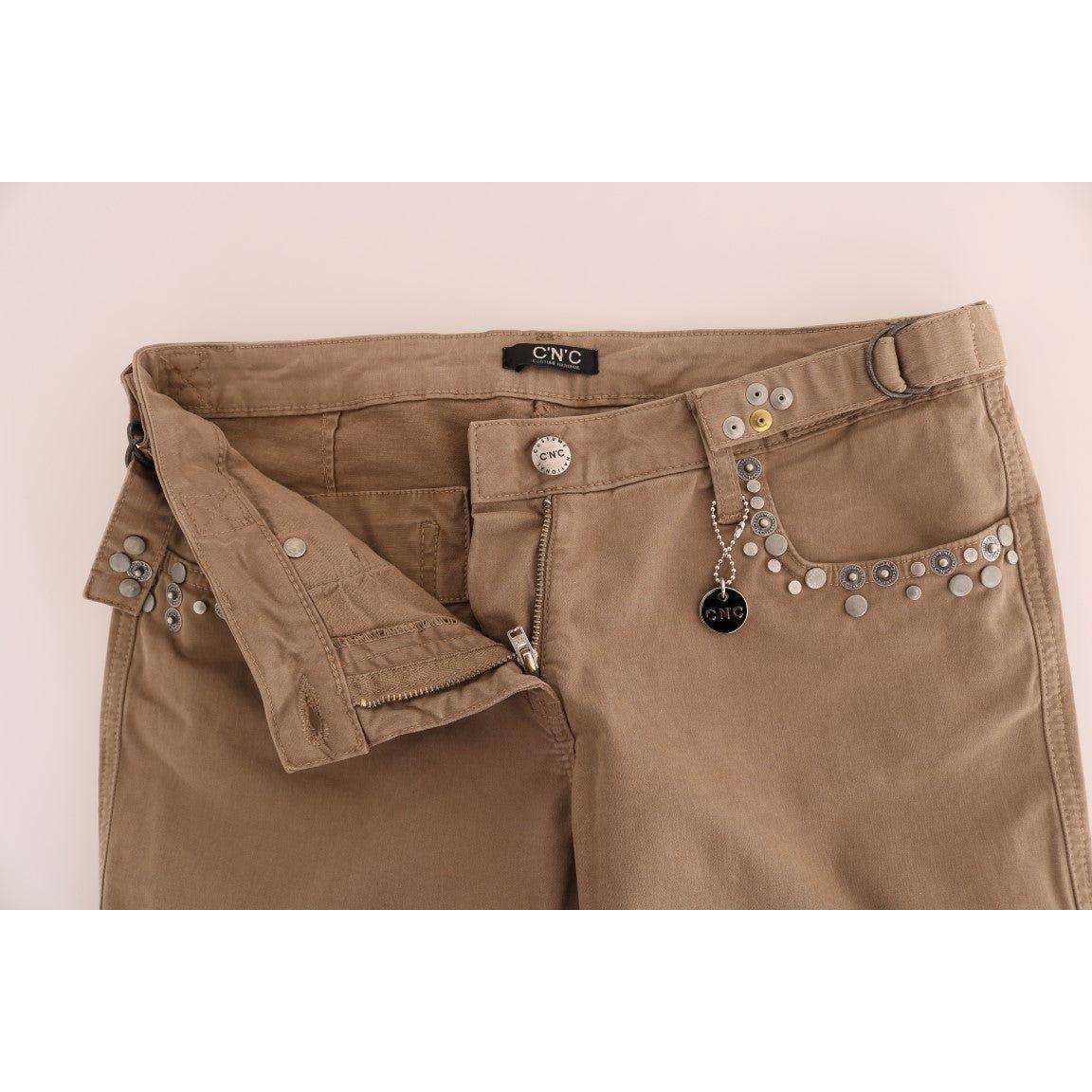 Costume National Beige Cotton Stretch Slim Fit Jeans