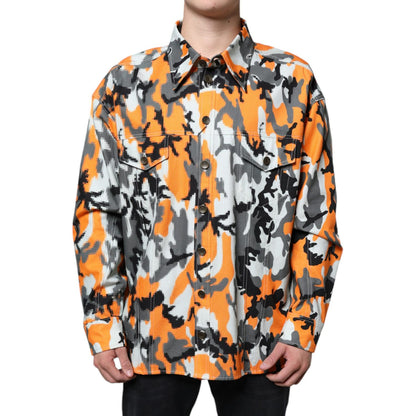 Dolce & Gabbana Multicolor Camouflage Cotton Denim Collared Jacket 1728,67345645728,Clothing,Denim Jackets - Jackets & Coats - Clothing,Dolce & Gabbana,IT42 | XS,Jackets & Coats - Clothing,Jackets - Men - Clothing,Material: 100% Cotton,Men,Multicolor,New