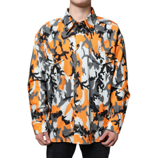 Dolce & Gabbana Multicolor Camouflage Cotton Denim Collared Jacket 1728,67345645728,Clothing,Denim Jackets - Jackets & Coats - Clothing,Dolce & Gabbana,IT42 | XS,Jackets & Coats - Clothing,Jackets - Men - Clothing,Material: 100% Cotton,Men,Multicolor,New