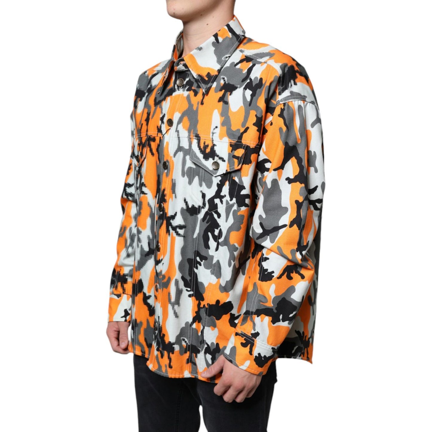 Dolce & Gabbana Multicolor Camouflage Cotton Denim Collared Jacket 1728,67345645728,Clothing,Denim Jackets - Jackets & Coats - Clothing,Dolce & Gabbana,IT42 | XS,Jackets & Coats - Clothing,Jackets - Men - Clothing,Material: 100% Cotton,Men,Multicolor,New