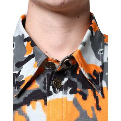 Dolce & Gabbana Multicolor Camouflage Cotton Denim Collared Jacket 1728,67345645728,Clothing,Denim Jackets - Jackets & Coats - Clothing,Dolce & Gabbana,IT42 | XS,Jackets & Coats - Clothing,Jackets - Men - Clothing,Material: 100% Cotton,Men,Multicolor,New