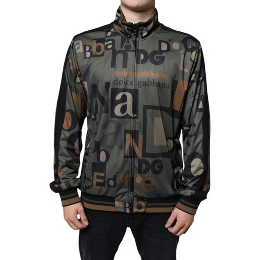 Dolce & Gabbana Army Green Logo Full Zip Polyester Sweater Dolce & Gabbana Dark Slate Gray