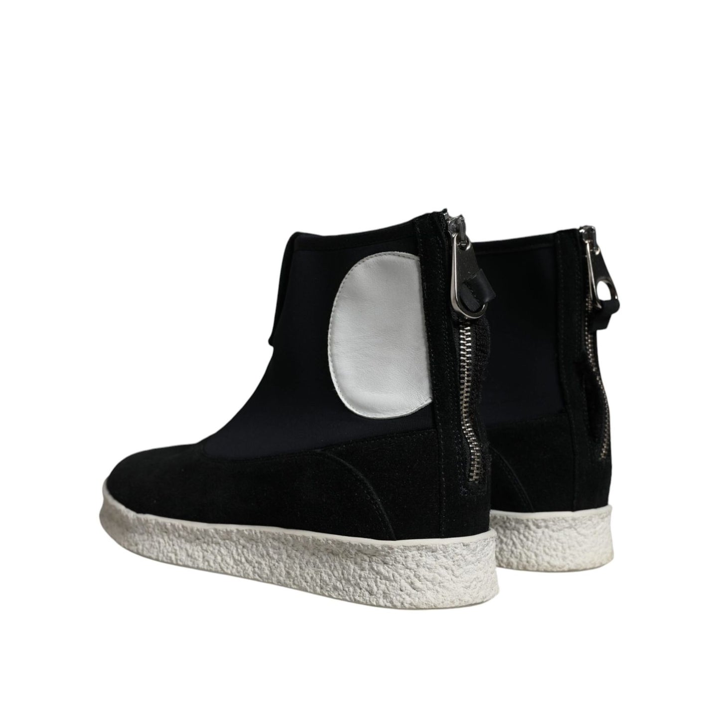 Alexander McQueen Black White Neoprene Takeshi Mid Calf Boots Shoes