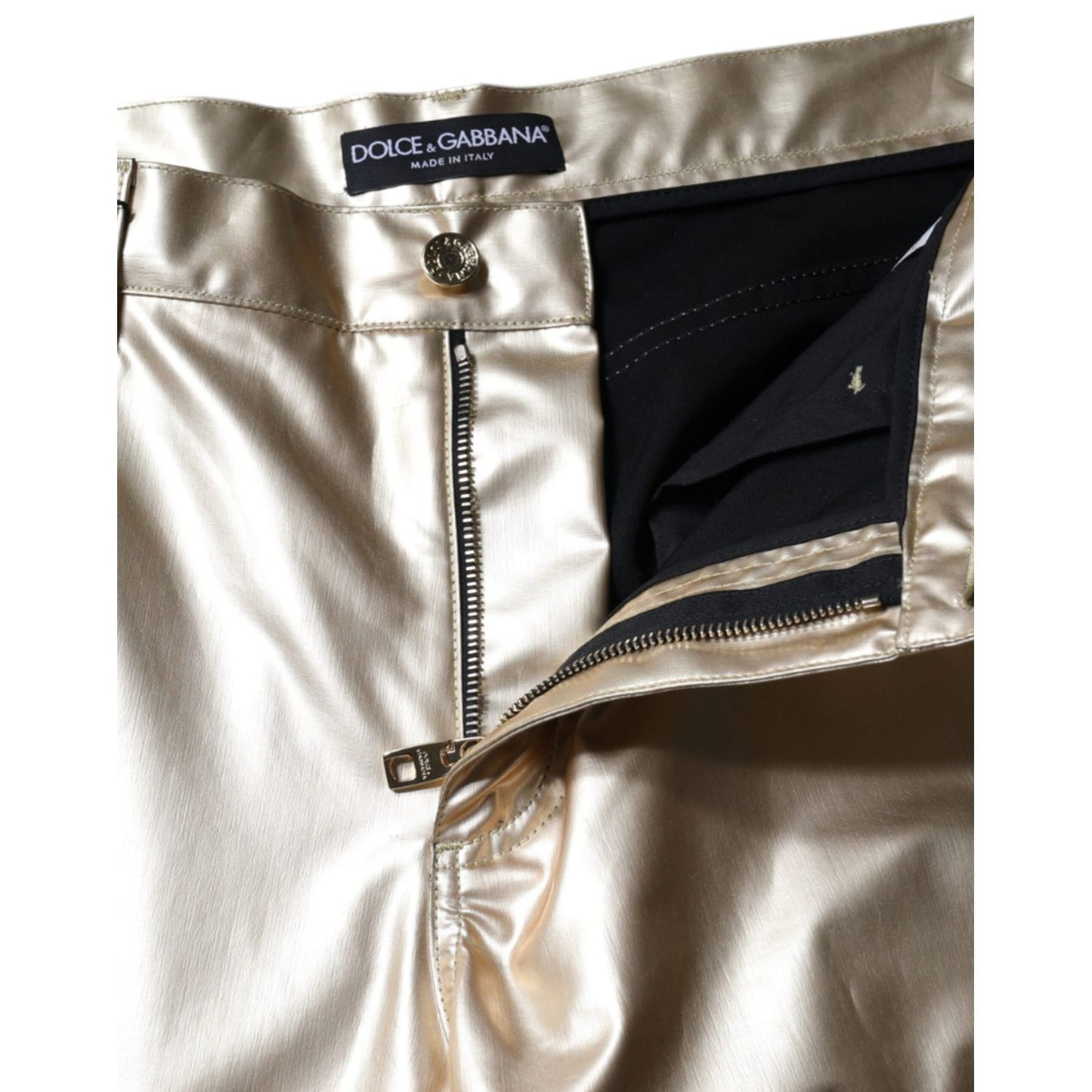 Dolce & Gabbana Metallic Gold Polyester Tapered Pants
